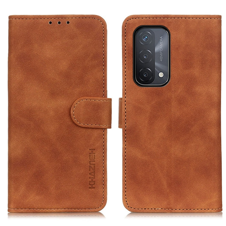 KHAZNEH Retro Texture PU + TPU Horizontal Flip Leather Case with Holder & Card Slots & Wallet, Compatible with OPPO A93 5G / A54 5G / A74 5G
