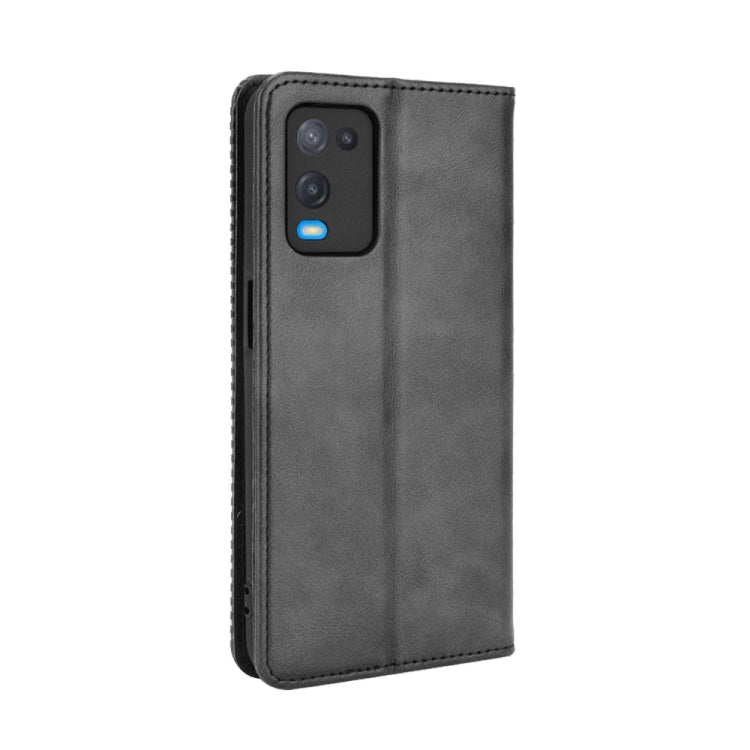 Magnetic Buckle Retro Crazy Horse Texture Horizontal Flip Leather Case with Holder & Card Slots & Photo Frame, Compatible with OPPO A54 4G