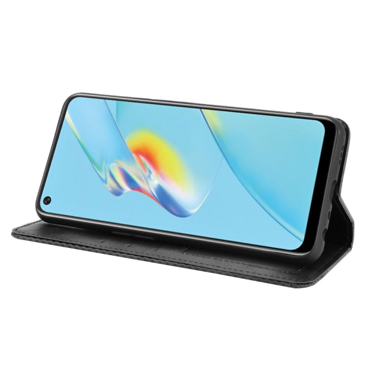 Magnetic Buckle Retro Crazy Horse Texture Horizontal Flip Leather Case with Holder & Card Slots & Photo Frame, Compatible with OPPO A54 4G