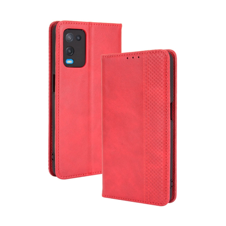 Magnetic Buckle Retro Crazy Horse Texture Horizontal Flip Leather Case with Holder & Card Slots & Photo Frame, Compatible with OPPO A54 4G