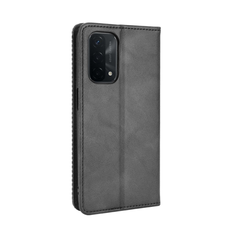 Magnetic Buckle Retro Crazy Horse Texture Horizontal Flip Leather Case with Holder & Card Slots & Photo Frame, Compatible with OPPO A93 5G