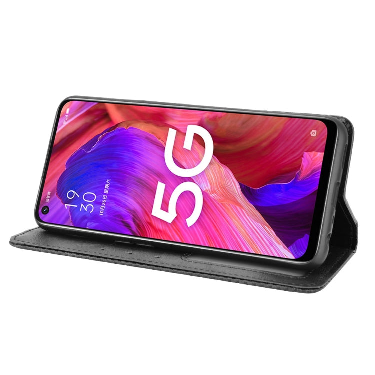 Magnetic Buckle Retro Crazy Horse Texture Horizontal Flip Leather Case with Holder & Card Slots & Photo Frame, Compatible with OPPO A93 5G