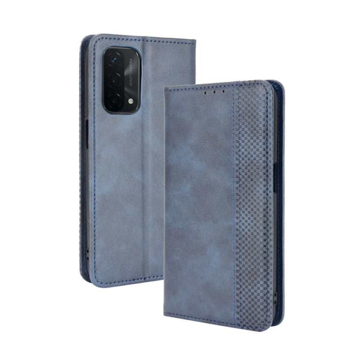 Magnetic Buckle Retro Crazy Horse Texture Horizontal Flip Leather Case with Holder & Card Slots & Photo Frame, Compatible with OPPO A93 5G