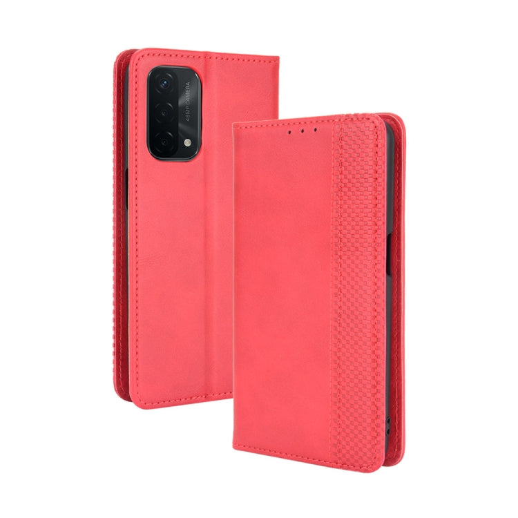 Magnetic Buckle Retro Crazy Horse Texture Horizontal Flip Leather Case with Holder & Card Slots & Photo Frame, Compatible with OPPO A93 5G