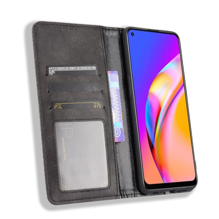 Magnetic Buckle Retro Crazy Horse Texture Horizontal Flip Leather Case with Holder & Card Slots & Photo Frame, Compatible with OPPO A94 4G / F19 Pro 4G / Reno5 F