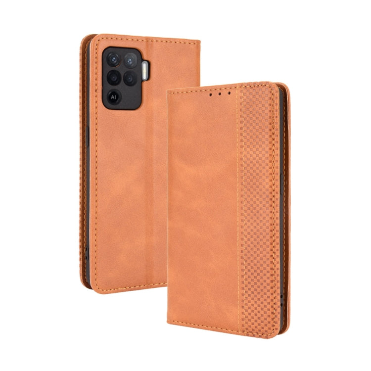 Magnetic Buckle Retro Crazy Horse Texture Horizontal Flip Leather Case with Holder & Card Slots & Photo Frame, Compatible with OPPO A94 4G / F19 Pro 4G / Reno5 F