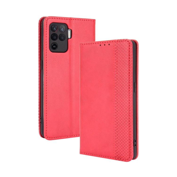 Magnetic Buckle Retro Crazy Horse Texture Horizontal Flip Leather Case with Holder & Card Slots & Photo Frame, Compatible with OPPO A94 4G / F19 Pro 4G / Reno5 F