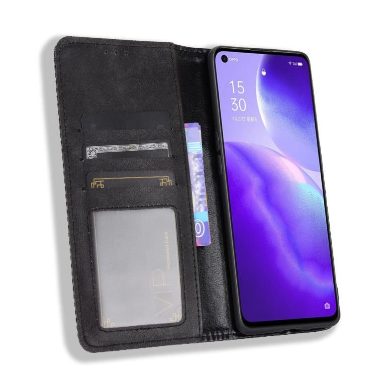 Magnetic Buckle Retro Crazy Horse Texture Horizontal Flip Leather Case with Holder & Card Slots & Photo Frame, Compatible with OPPO Find X3 Lite / Reno5 5G