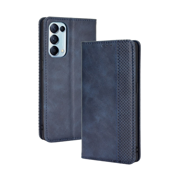 Magnetic Buckle Retro Crazy Horse Texture Horizontal Flip Leather Case with Holder & Card Slots & Photo Frame, Compatible with OPPO Find X3 Lite / Reno5 5G