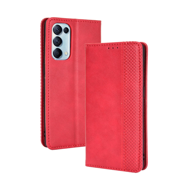 Magnetic Buckle Retro Crazy Horse Texture Horizontal Flip Leather Case with Holder & Card Slots & Photo Frame, Compatible with OPPO Find X3 Lite / Reno5 5G
