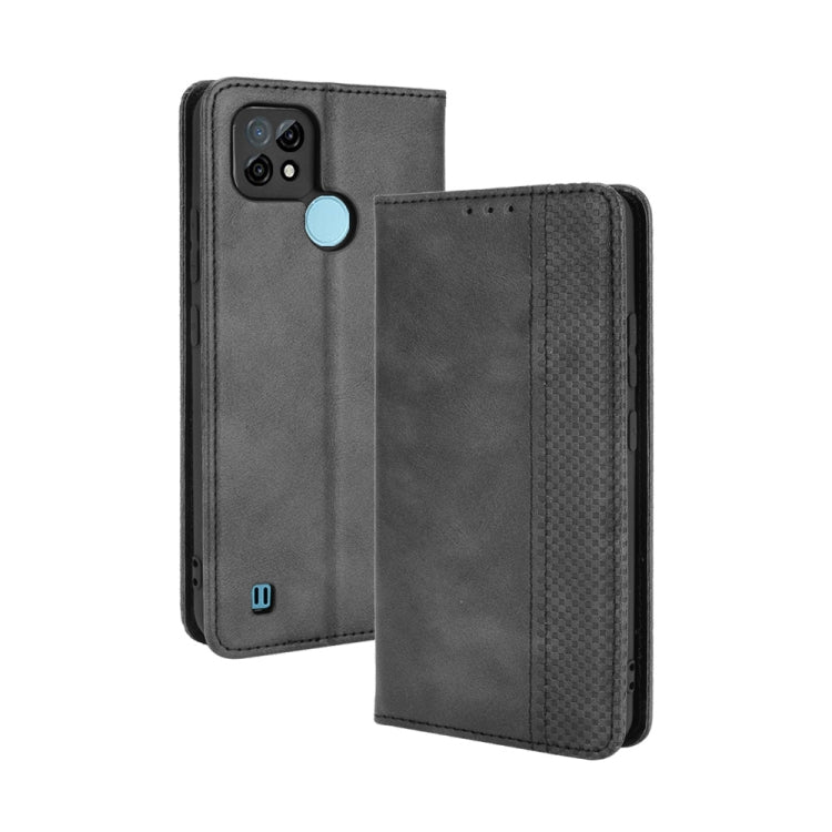 Magnetic Buckle Retro Crazy Horse Texture Horizontal Flip Leather Case with Holder & Card Slots & Photo Frame, Compatible with OPPO Realme C21