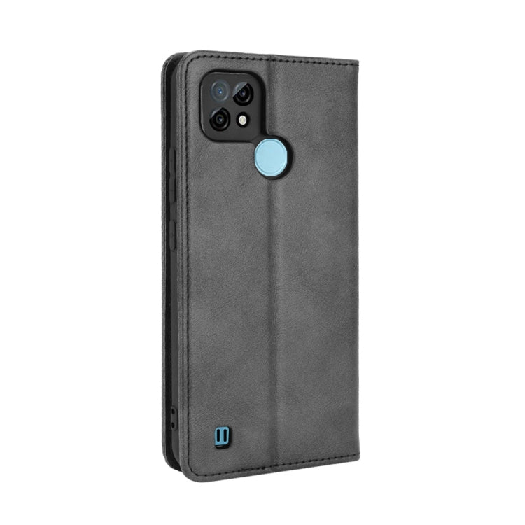 Magnetic Buckle Retro Crazy Horse Texture Horizontal Flip Leather Case with Holder & Card Slots & Photo Frame, Compatible with OPPO Realme C21