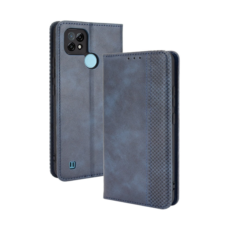 Magnetic Buckle Retro Crazy Horse Texture Horizontal Flip Leather Case with Holder & Card Slots & Photo Frame, Compatible with OPPO Realme C21