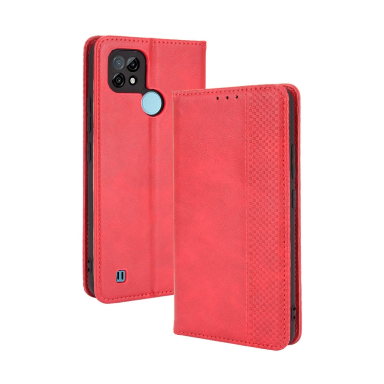 Magnetic Buckle Retro Crazy Horse Texture Horizontal Flip Leather Case with Holder & Card Slots & Photo Frame, Compatible with OPPO Realme C21