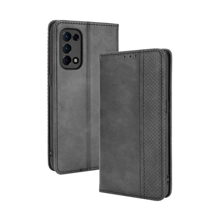 Magnetic Buckle Retro Crazy Horse Texture Horizontal Flip Leather Case with Holder & Card Slots & Photo Frame, Compatible with OPPO Reno5 4G