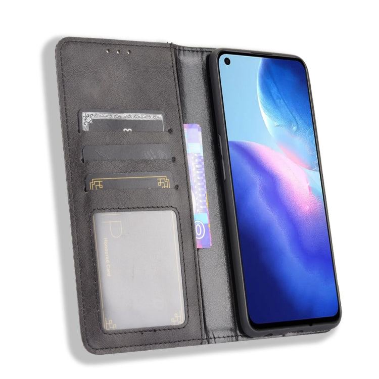 Magnetic Buckle Retro Crazy Horse Texture Horizontal Flip Leather Case with Holder & Card Slots & Photo Frame, Compatible with OPPO Reno5 4G