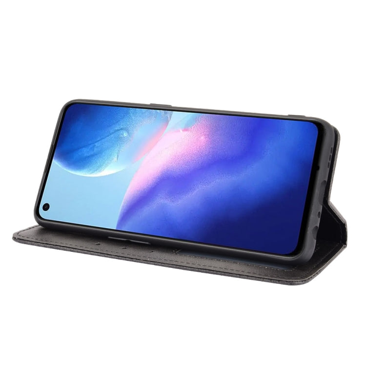 Magnetic Buckle Retro Crazy Horse Texture Horizontal Flip Leather Case with Holder & Card Slots & Photo Frame, Compatible with OPPO Reno5 4G