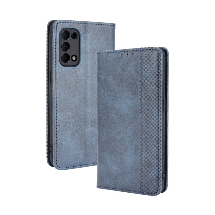 Magnetic Buckle Retro Crazy Horse Texture Horizontal Flip Leather Case with Holder & Card Slots & Photo Frame, Compatible with OPPO Reno5 4G