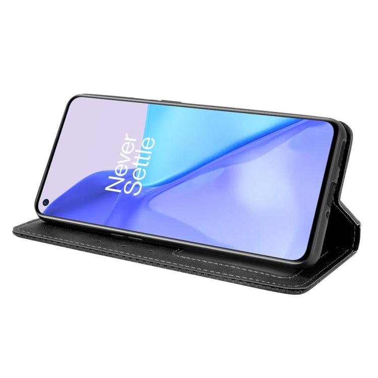 Magnetic Buckle Retro Crazy Horse Texture Horizontal Flip Leather Case with Holder & Card Slots & Photo Frame, Compatible with OnePlus 9 (Europe and America Version)