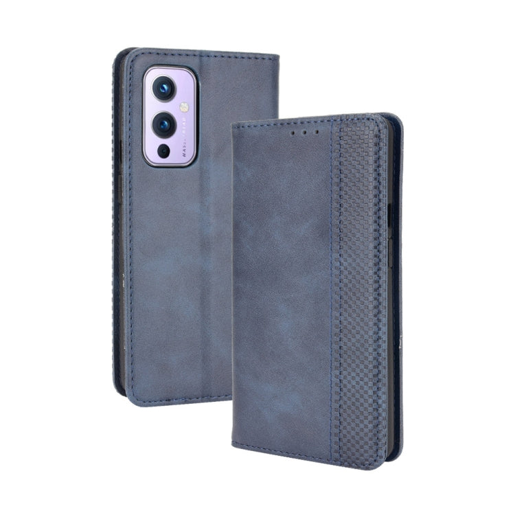 Magnetic Buckle Retro Crazy Horse Texture Horizontal Flip Leather Case with Holder & Card Slots & Photo Frame, Compatible with OnePlus 9 (Europe and America Version)