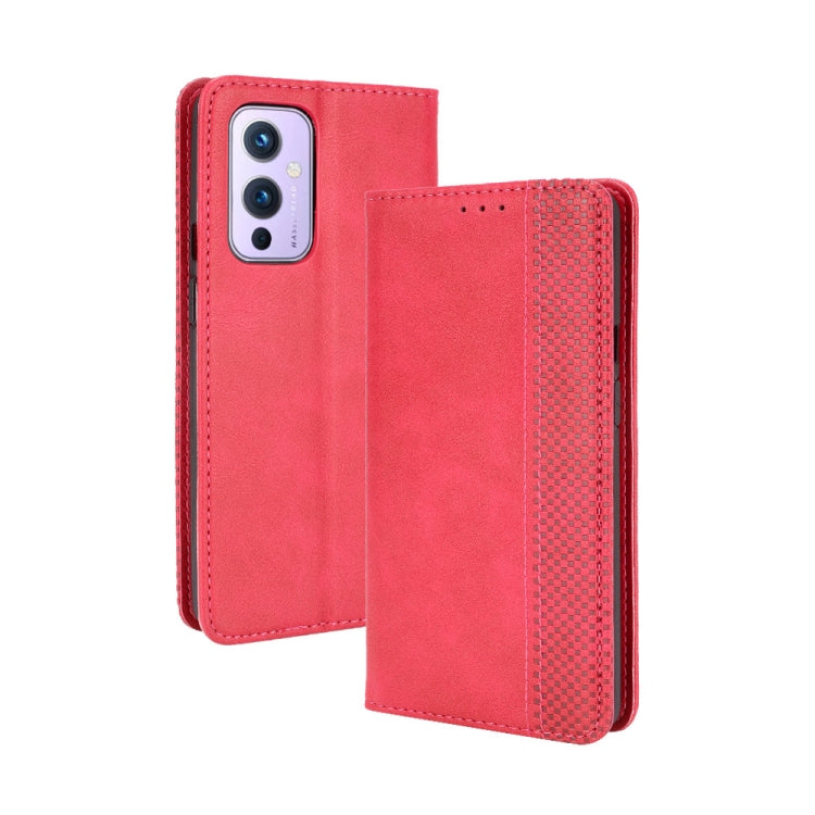 Magnetic Buckle Retro Crazy Horse Texture Horizontal Flip Leather Case with Holder & Card Slots & Photo Frame, Compatible with OnePlus 9 (Europe and America Version)
