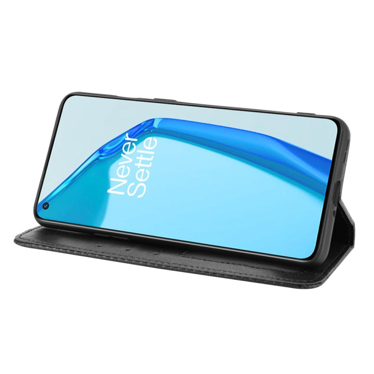 Magnetic Buckle Retro Crazy Horse Texture Horizontal Flip Leather Case with Holder & Card Slots & Photo Frame, Compatible with OnePlus 9R