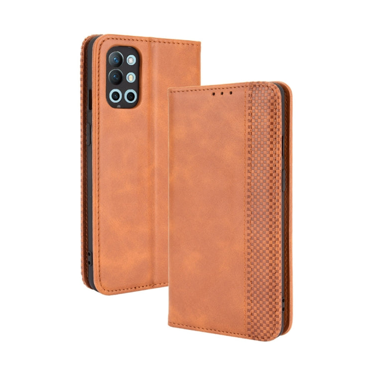 Magnetic Buckle Retro Crazy Horse Texture Horizontal Flip Leather Case with Holder & Card Slots & Photo Frame, Compatible with OnePlus 9R