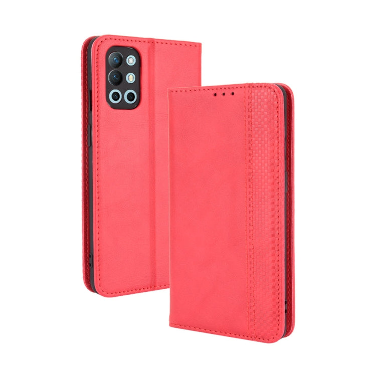 Magnetic Buckle Retro Crazy Horse Texture Horizontal Flip Leather Case with Holder & Card Slots & Photo Frame, Compatible with OnePlus 9R