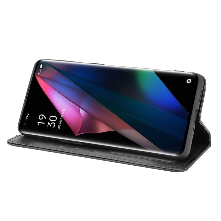 Magnetic Buckle Retro Crazy Horse Texture Horizontal Flip Leather Case with Holder & Card Slots & Photo Frame, Compatible with OPPO Find X3 / Find X3 Pro