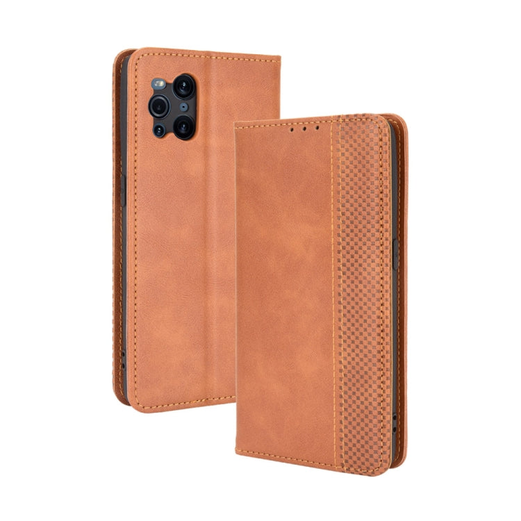 Magnetic Buckle Retro Crazy Horse Texture Horizontal Flip Leather Case with Holder & Card Slots & Photo Frame, Compatible with OPPO Find X3 / Find X3 Pro