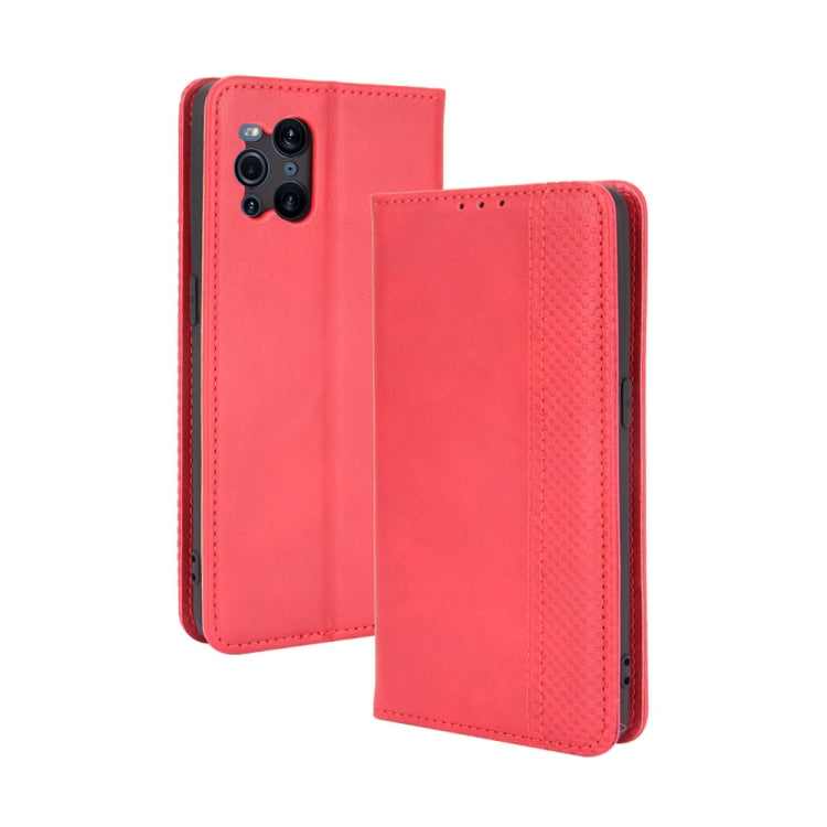 Magnetic Buckle Retro Crazy Horse Texture Horizontal Flip Leather Case with Holder & Card Slots & Photo Frame, Compatible with OPPO Find X3 / Find X3 Pro