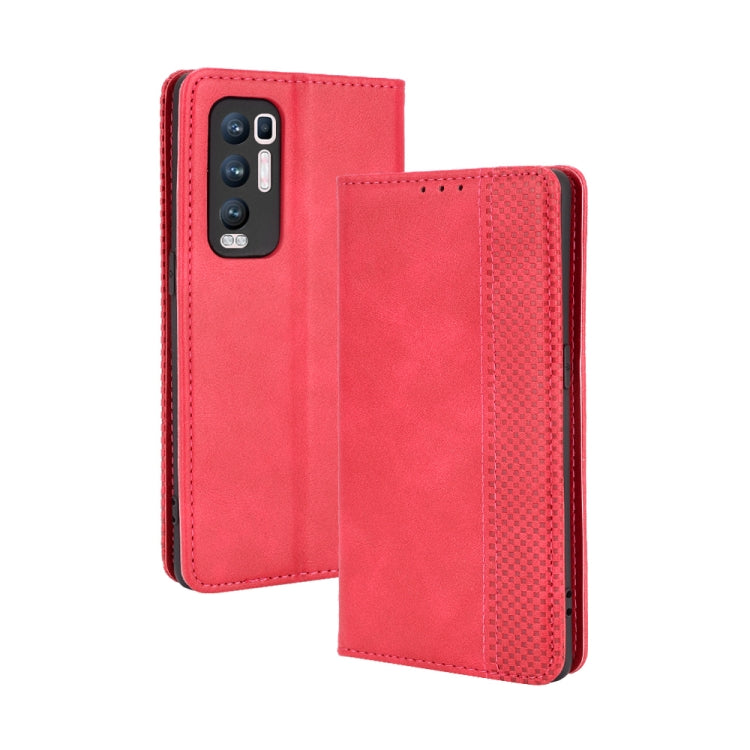 Magnetic Buckle Retro Crazy Horse Texture Horizontal Flip Leather Case with Holder & Card Slots & Photo Frame, Compatible with OPPO Reno5 Pro Plus / Find X3 Neo