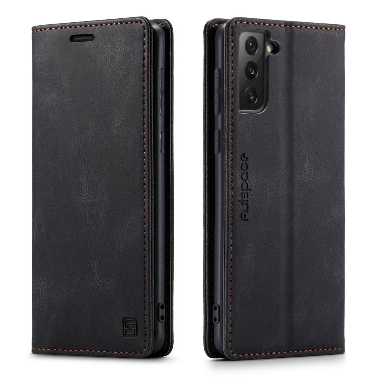 AutSpace A01 Retro Skin-feel Crazy Horse Texture Horizontal Flip Leather Case with Holder & Card Slots & Wallet & RFID, Compatible with Samsung Galaxy S21 5G