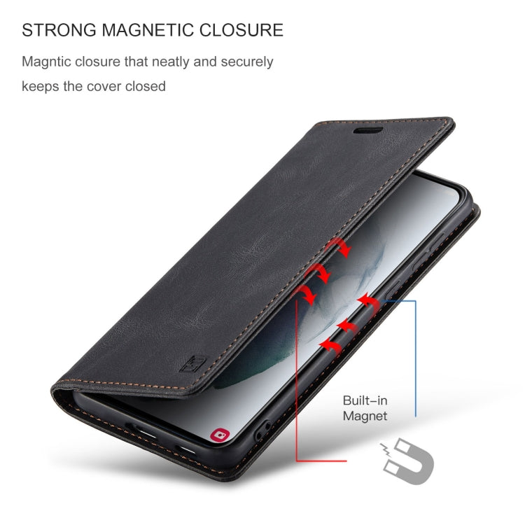 AutSpace A01 Retro Skin-feel Crazy Horse Texture Horizontal Flip Leather Case with Holder & Card Slots & Wallet & RFID, Compatible with Samsung Galaxy S21 5G