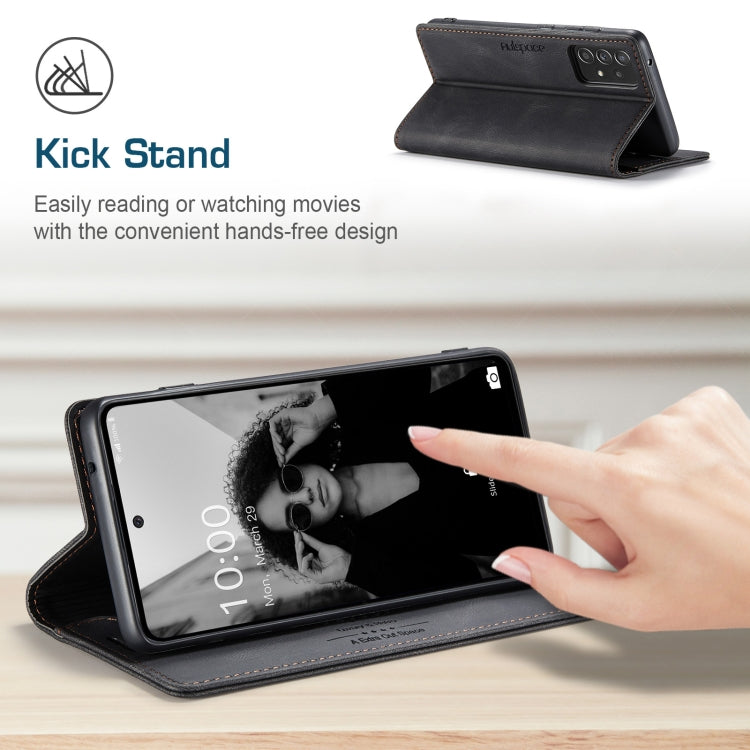 AutSpace A01 Retro Skin-feel Crazy Horse Texture Horizontal Flip Leather Case with Holder & Card Slots & Wallet & RFID