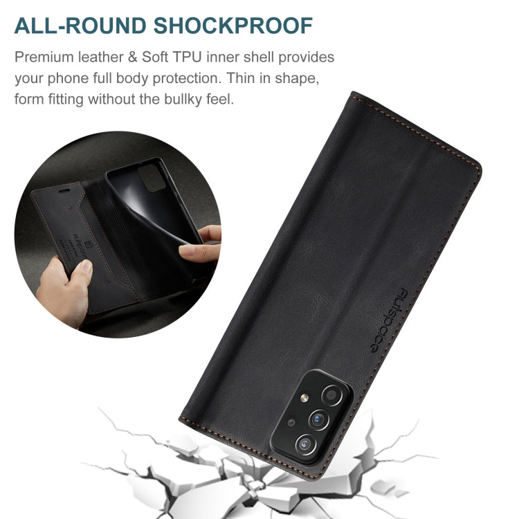 AutSpace A01 Retro Skin-feel Crazy Horse Texture Horizontal Flip Leather Case with Holder & Card Slots & Wallet & RFID