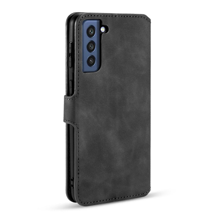 DG.MING Retro Oil Side Horizontal Flip Leather Case with Holder & Card Slots & Wallet, Compatible with Samsung Galaxy S21 FE