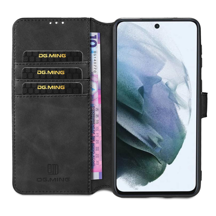 DG.MING Retro Oil Side Horizontal Flip Leather Case with Holder & Card Slots & Wallet, Compatible with Samsung Galaxy S21 FE
