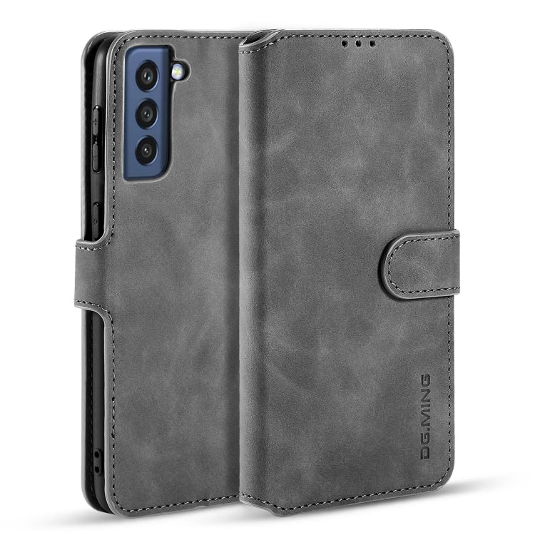 DG.MING Retro Oil Side Horizontal Flip Leather Case with Holder & Card Slots & Wallet, Compatible with Samsung Galaxy S21 FE