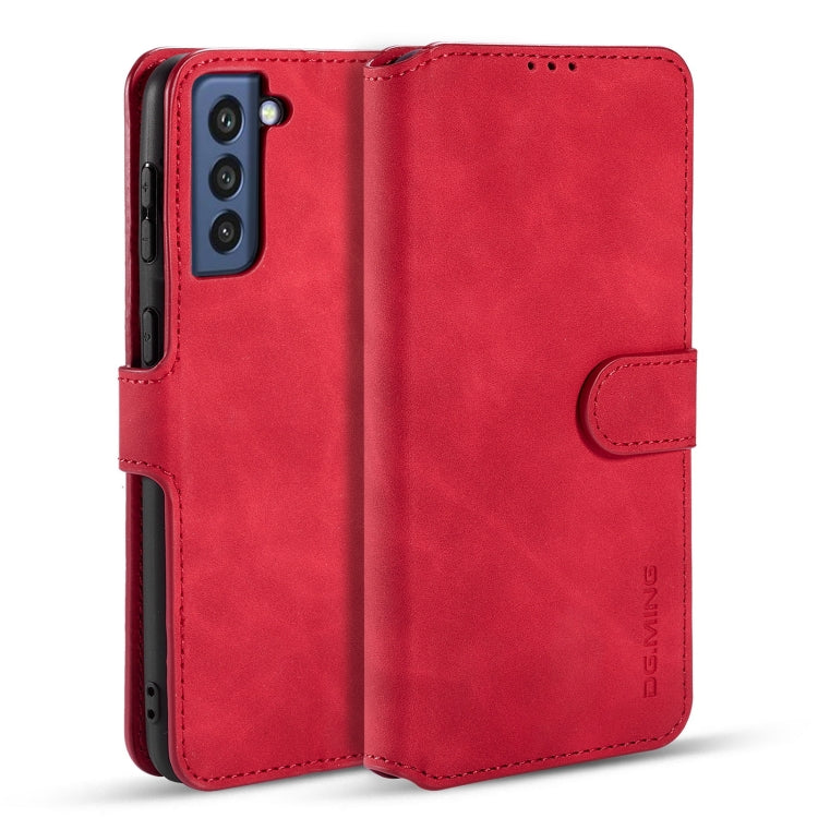 DG.MING Retro Oil Side Horizontal Flip Leather Case with Holder & Card Slots & Wallet, Compatible with Samsung Galaxy S21 FE
