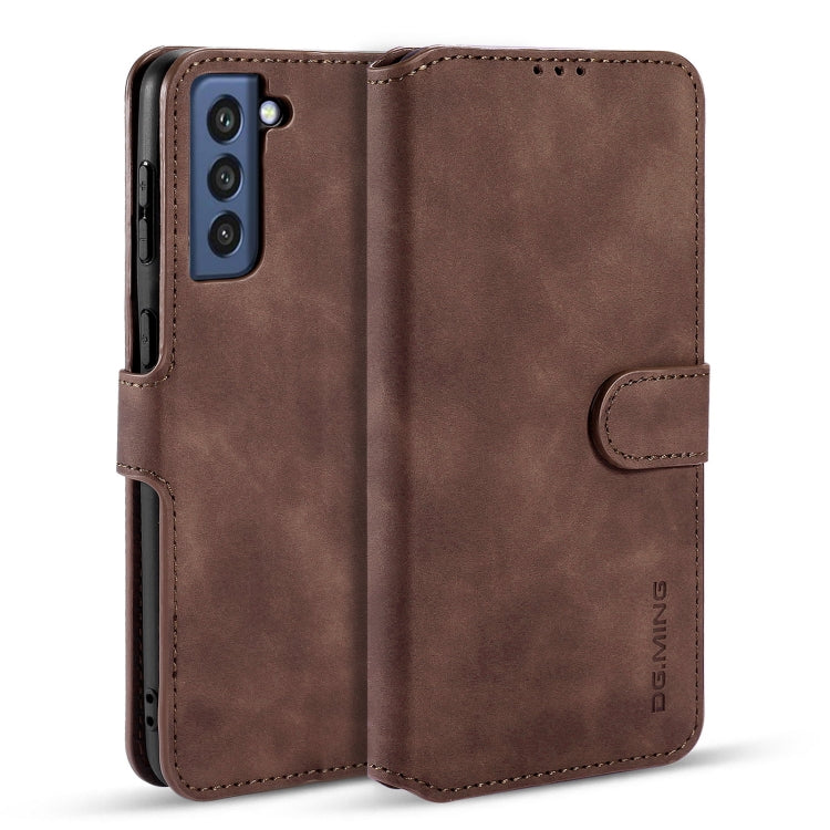 DG.MING Retro Oil Side Horizontal Flip Leather Case with Holder & Card Slots & Wallet, Compatible with Samsung Galaxy S21 FE