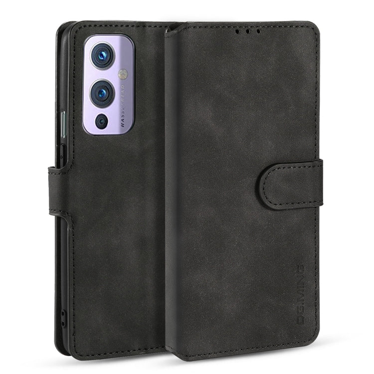 DG.MING Retro Oil Side Horizontal Flip Leather Case with Holder & Card Slots & Wallet, Compatible with OnePlus 9