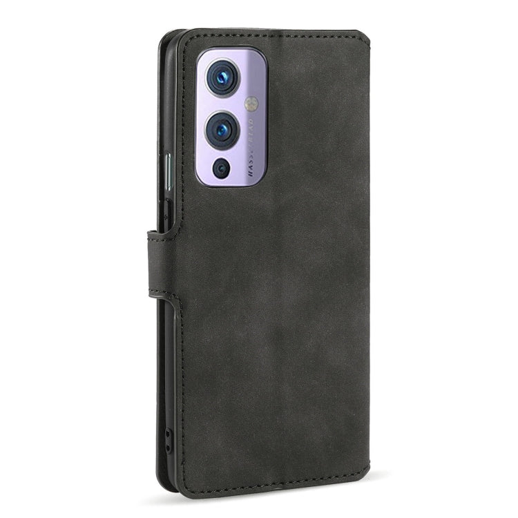 DG.MING Retro Oil Side Horizontal Flip Leather Case with Holder & Card Slots & Wallet, Compatible with OnePlus 9