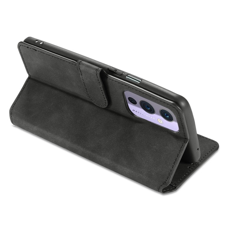 DG.MING Retro Oil Side Horizontal Flip Leather Case with Holder & Card Slots & Wallet, Compatible with OnePlus 9