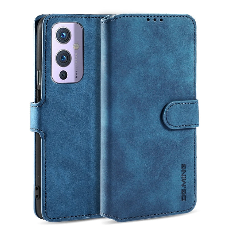 DG.MING Retro Oil Side Horizontal Flip Leather Case with Holder & Card Slots & Wallet, Compatible with OnePlus 9