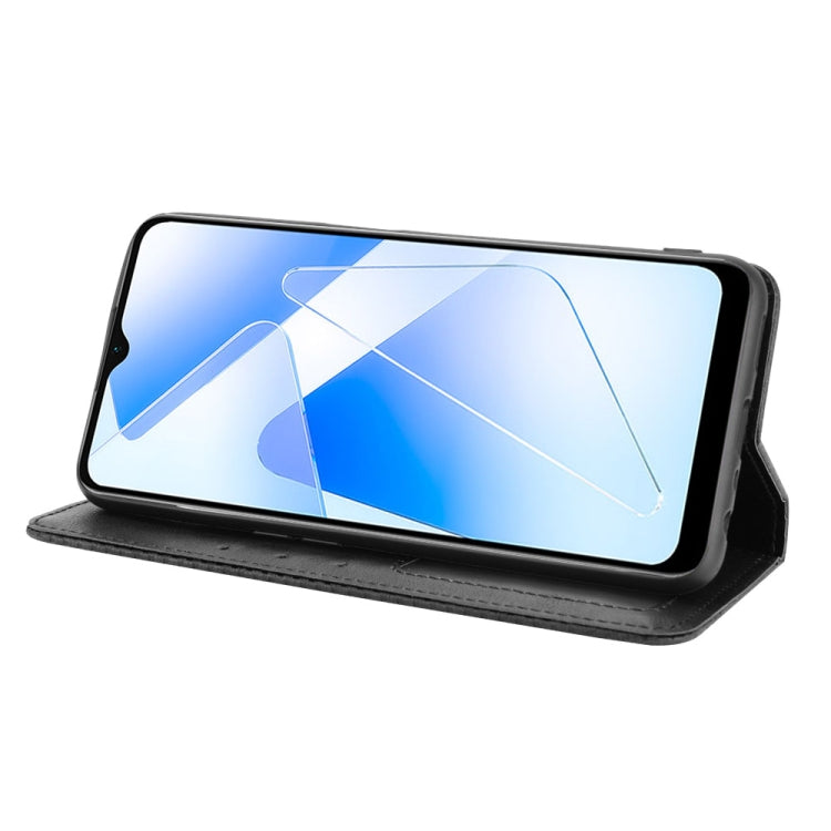 Magnetic Buckle Retro Crazy Horse Texture Horizontal Flip Leather Case with Holder & Card Slots & Photo Frame, Compatible with OPPO A55 5G / A53s 5G