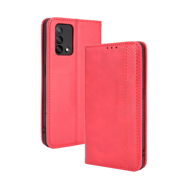 Magnetic Buckle Retro Crazy Horse Texture Horizontal Flip Leather Case with Holder & Card Slots & Photo Frame, Compatible with OPPO A74 4G / F19 4G