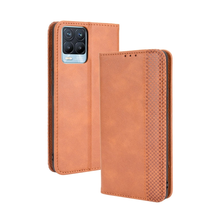 Magnetic Buckle Retro Crazy Horse Texture Horizontal Flip Leather Case with Holder & Card Slots & Photo Frame, Compatible with OPPO Realme 8 4G / Realme 8 Pro 4G