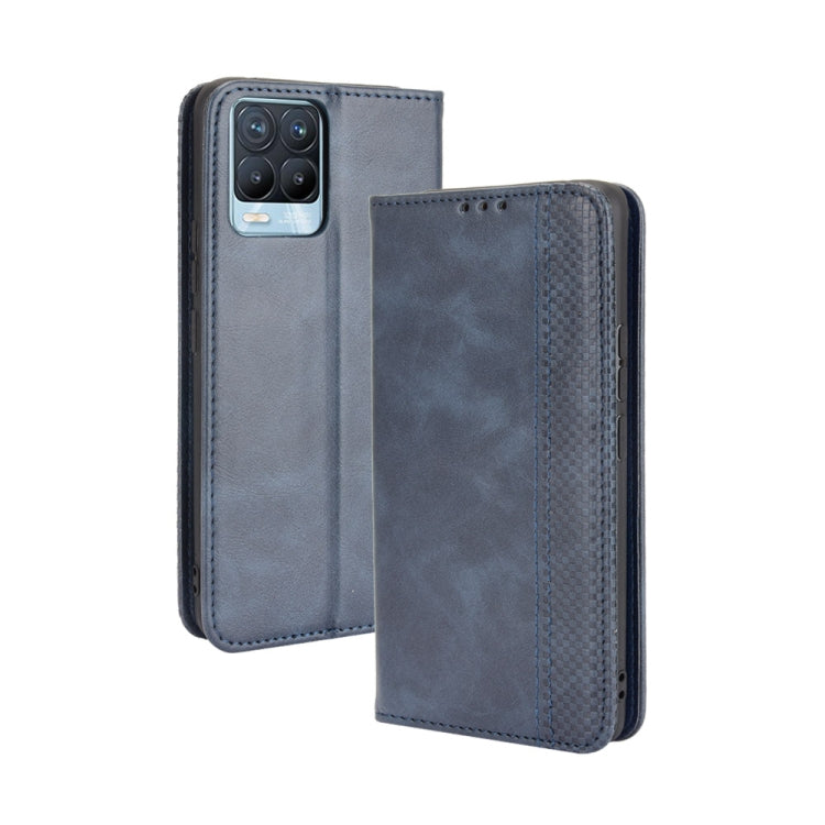 Magnetic Buckle Retro Crazy Horse Texture Horizontal Flip Leather Case with Holder & Card Slots & Photo Frame, Compatible with OPPO Realme 8 4G / Realme 8 Pro 4G