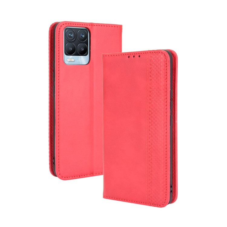 Magnetic Buckle Retro Crazy Horse Texture Horizontal Flip Leather Case with Holder & Card Slots & Photo Frame, Compatible with OPPO Realme 8 4G / Realme 8 Pro 4G